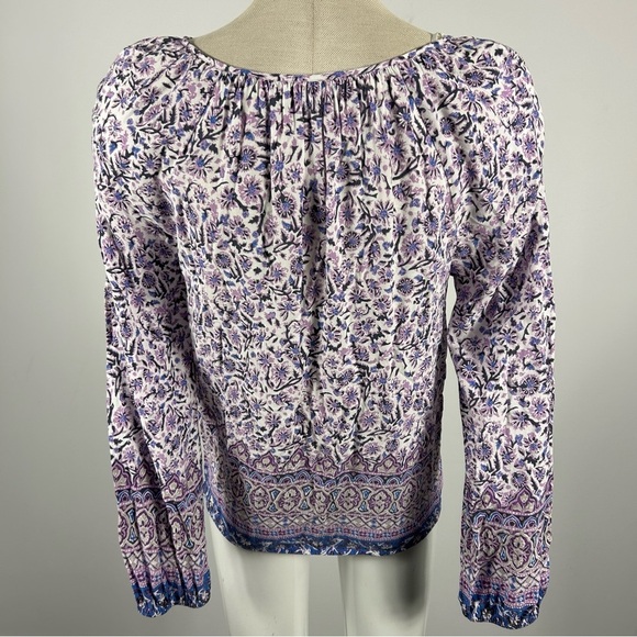 💕 lucky brand Floral Print Women's Top - Purple and Blue S - Picture 5 of 11